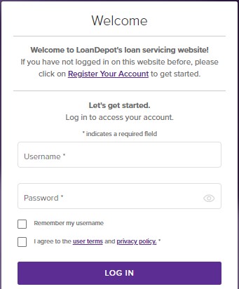 log in Loanadministration LoanDepot